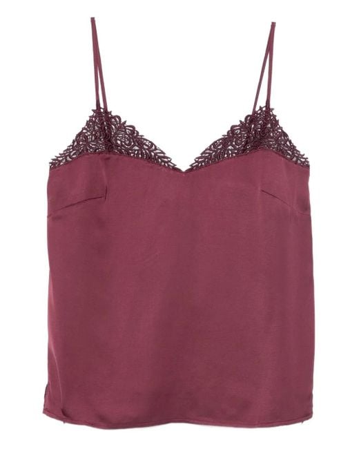 Twinset Red Lace-Trimmed Camisole Top
