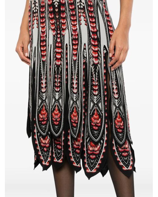 Roberto Cavalli White Graphic Printed Midi Dress