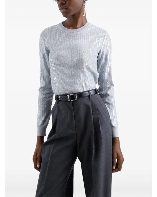 Dolce & Gabbana Blue Sequin Knitted Top