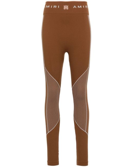 Amiri Brown Logo-waistband Panelled leggings