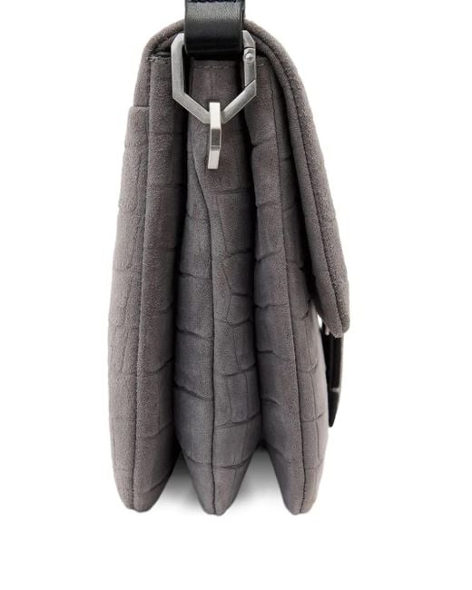 AllSaints Tas Met Omslag En Krokodillen-Reliëf in het Gray