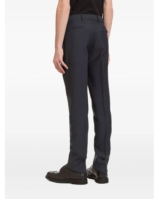 Aiezen Black Wool-Blend Tailored Trousers for men
