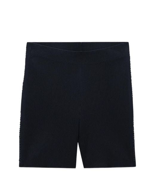 Alexander Wang Black Logo-Stripe Ribbed Mini Shorts