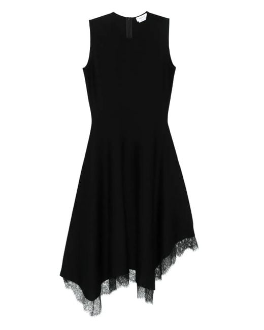 Alexander McQueen Black Lace-Trimmed Sleeveless Dress