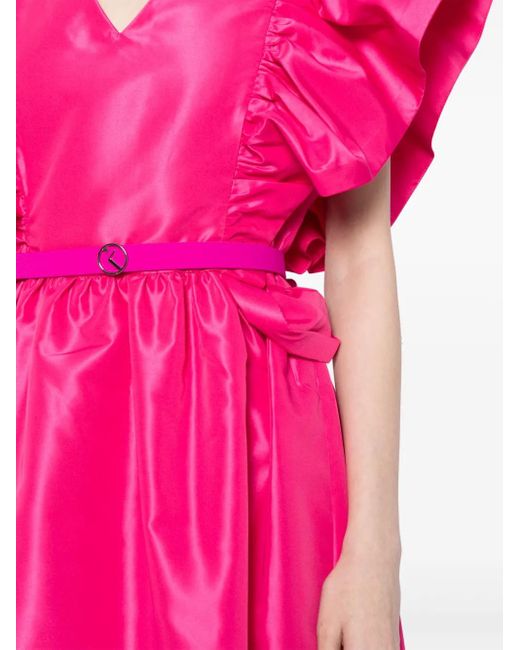 Saiid Kobeisy Pink Ruffled Taffeta Midi Dress