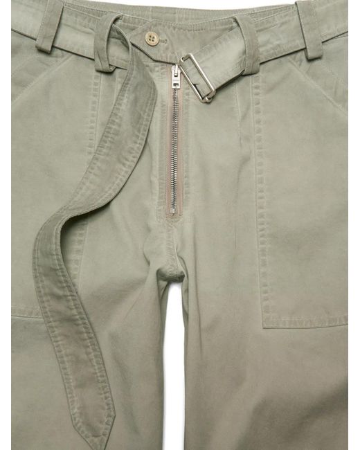 Acne Green Twill Trousers With Belt