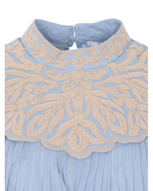 Sea Blue Light Alexandra Embroidered Shirt