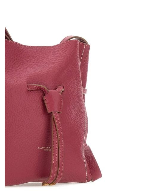 Gianni Chiarini Red Sienna Drawstring Leather Shoulder Bag