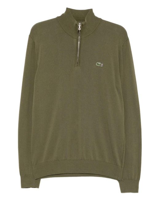 Lacoste Green Cotton High-Neck Jumper for men