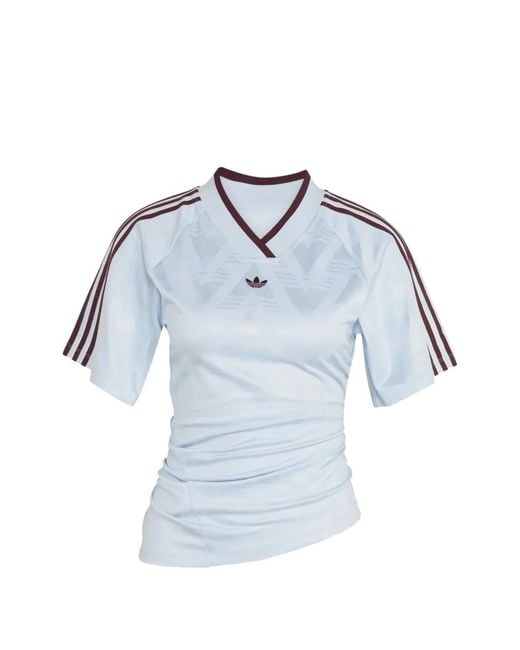 Adidas Blue Rouched V-Neck Tee