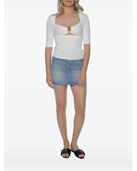 Just Cavalli Blue Cut-Out Ribbed Jersey