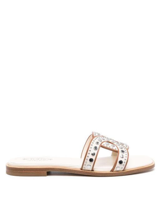 Tod's Natural Studded Leather Sandals
