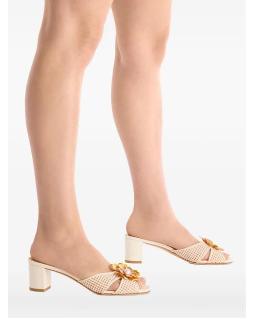 Malone Souliers Natural Suri Floral-Detail Sandals