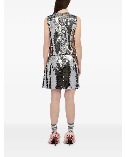 MSGM Gray Sequin Sleeveless Dress
