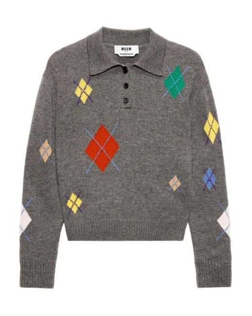 MSGM Poloshirt Met Lange Mouwen in het Gray