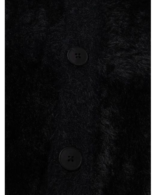 Aries Black Column-Intarsia Cardigan
