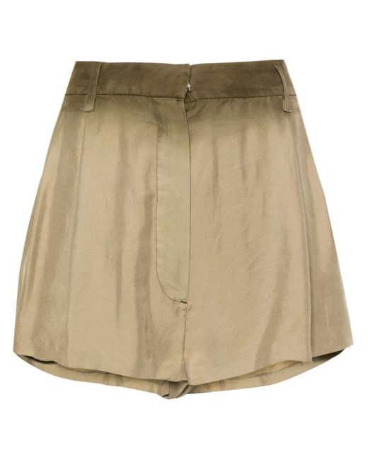 Prada Natural Neutral High-waist Silk Mini Shorts - Women's - Calf Leather/silk