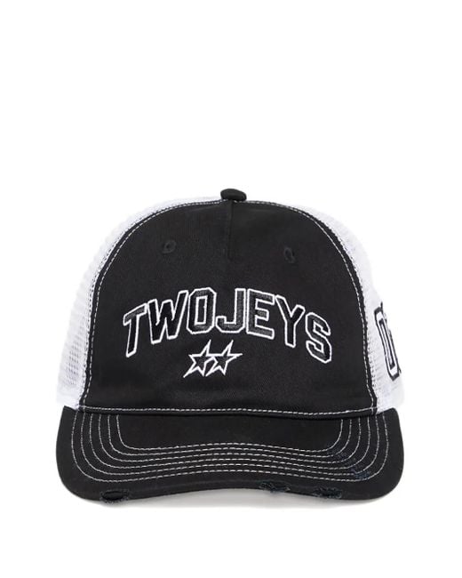 Twojeys Black Distressed-Mesh Trucker Cap for men