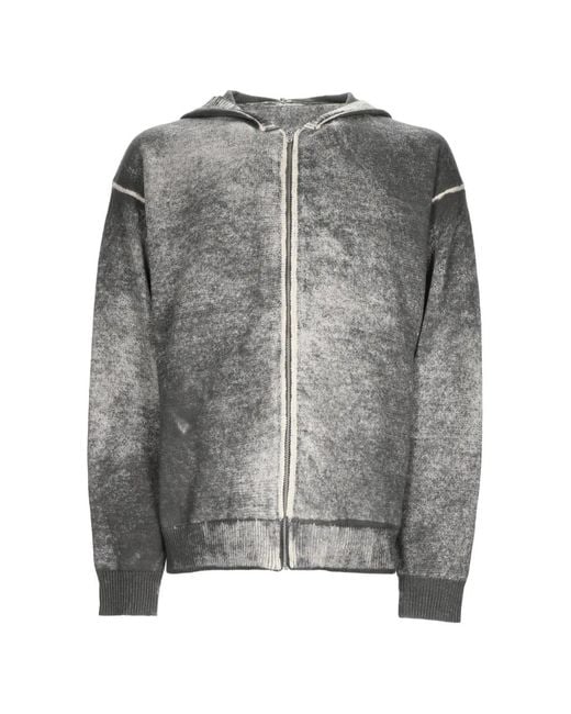 AMISH Gray Acid-Wash Zip-Up Hoodie for men