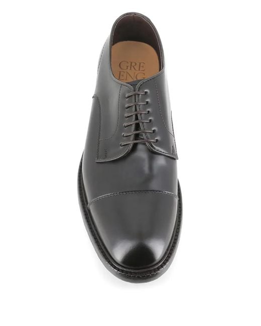 Green George Black 7084 Cap-Toe Derby Shoes for men