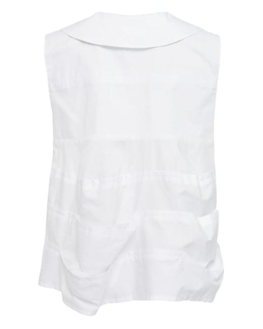 Comme des Garçons White Peter Pan-Collar Layered Blouse