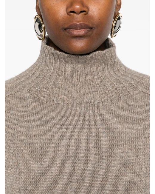 Bompard Natural High-Neck Cashmere Mini Dress