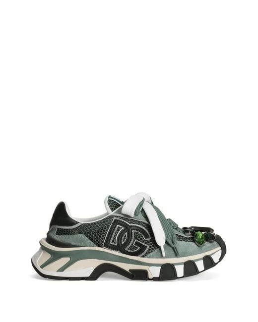 Dolce & Gabbana Green Dg Country Road Textile Sneakers