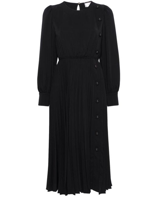Nissa Black Button-detailed Maxi Dress