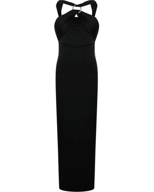 The Attico Black Draped Halterneck Dress