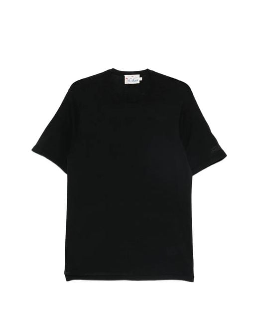 Mc2 Saint Barth Black Logo-Embroidered T-Shirt for men