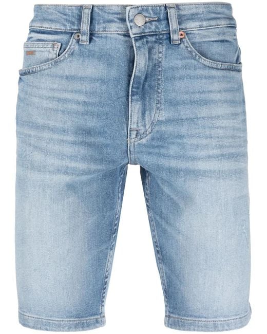 Boss Blue Straight-Leg Denim Shorts for men