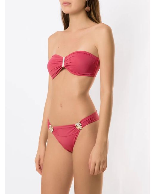 Brigitte Bardot Embroidered-Detail Bandeau Set Bikini