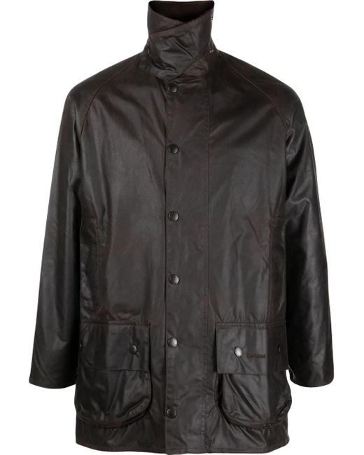 Barbour Black Waxed Cotton Coat for men