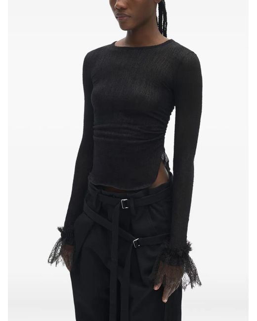 Ann Demeulemeester Black Lace-Detail Top