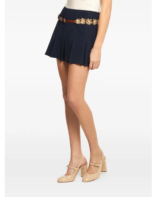Cinq À Sept Blue Sunflare Belt Aanya Mini Skirt