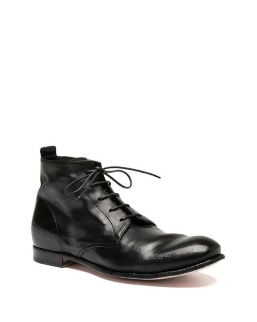 Officine Creative Black Lace-Up Leather Boots for men