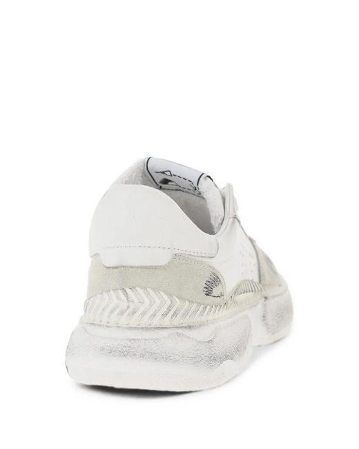 TRYPEE White Distressed Leather Sneakers for men
