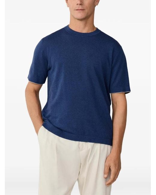 Hackett Blue Short-Sleeves Knitted T-Shirt for men