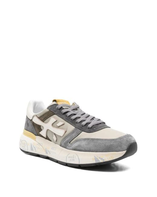 Premiata White Suede Panelled Low-Top Sneakers for men
