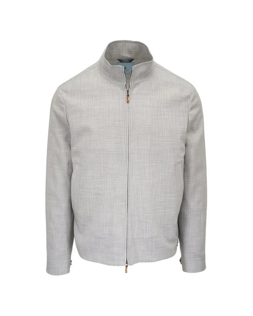 Colombo Gray Slub-Texture Zip-Fastening Jacket for men
