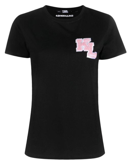 Karl Lagerfeld Black Kl Logo-patch Organic Cotton T-shirt