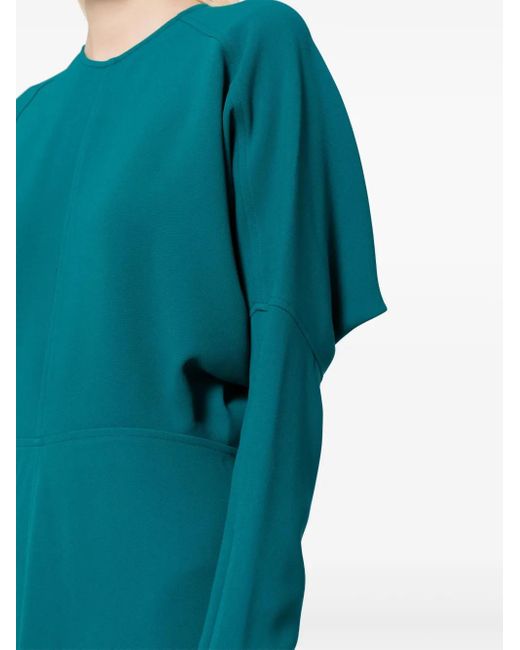 Victoria Beckham Gedrapeerde Midi-Jurk Met Dolman Mouwen in het Blue