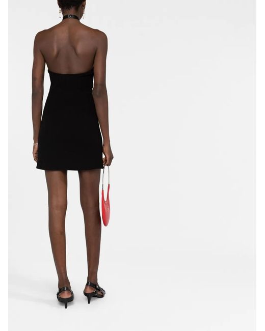 Courreges Black Ribbed-Knit Halterneck Minidress