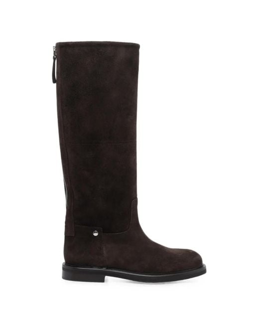 Poeve Black Mel Suede Knee-High Boots