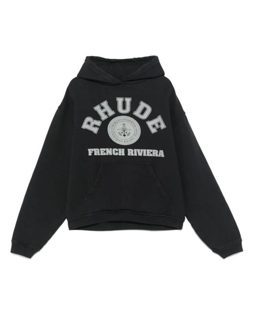 Rhude Black Classic French Riviera Hoodie For for men