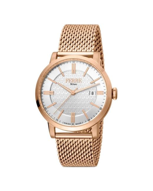 Ferré Metallic Classic Mesh-Strap 42Mm Watch for men
