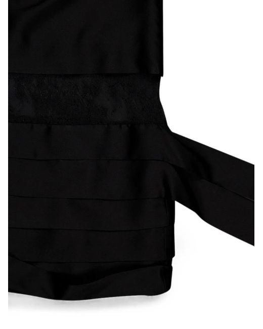 Ferragamo Black Lace-Panelled Tiered Mini Dress