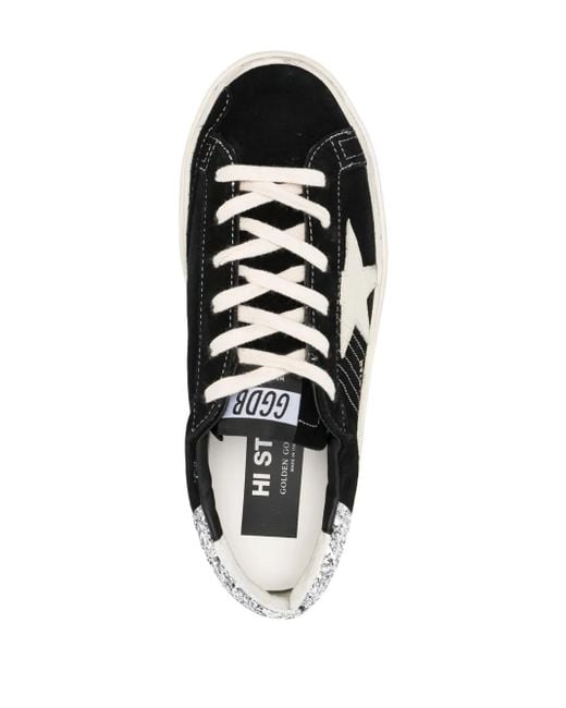 Golden Goose Deluxe Brand Black Hi Star Glitter Suede Sneakers