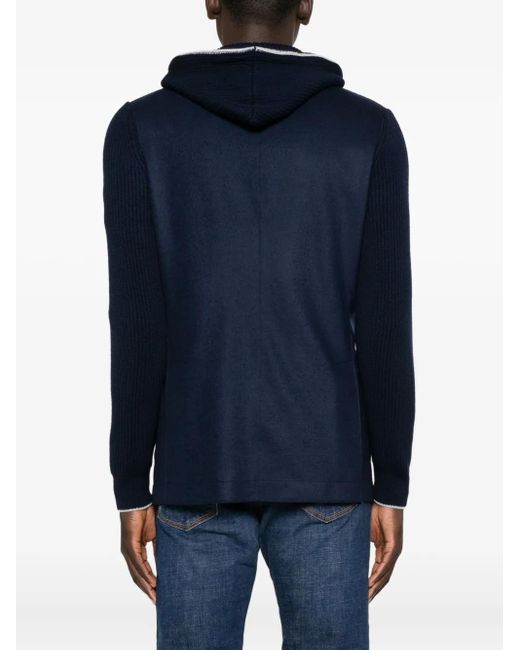 Eleventy Blue Ribbed Hooded Jacket for men