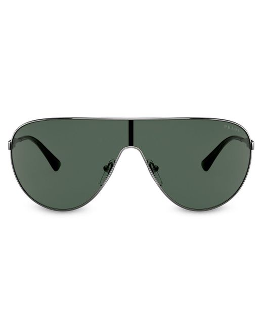 Prada Sonnenbrille im Visier-Design in Metallic für Herren